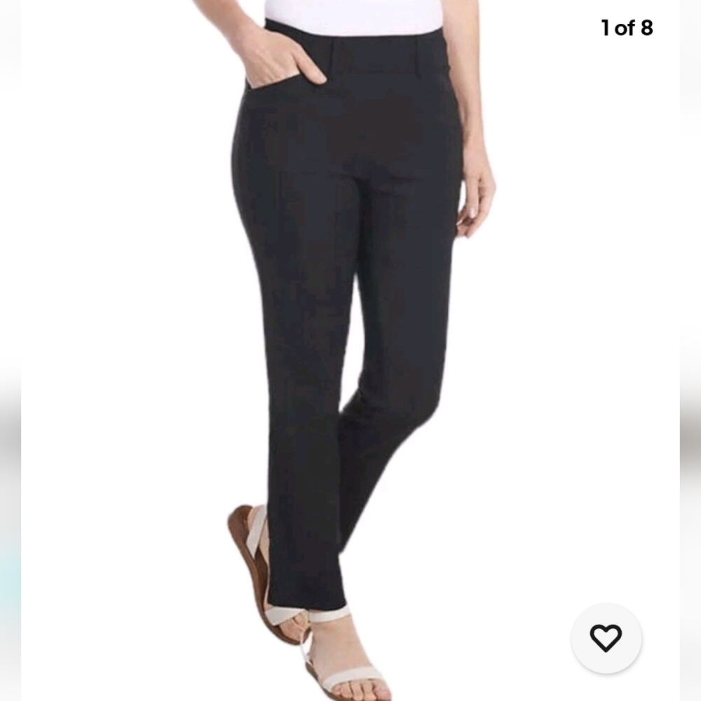 NWT Hilary Radley Women's Mid Rise Built-in Tummy Control Pants Black
